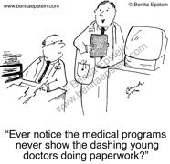 funny doctor cartoon office paperwork 1518